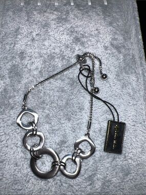 Silver Interlocking Link bracelet with Adjustable Slider